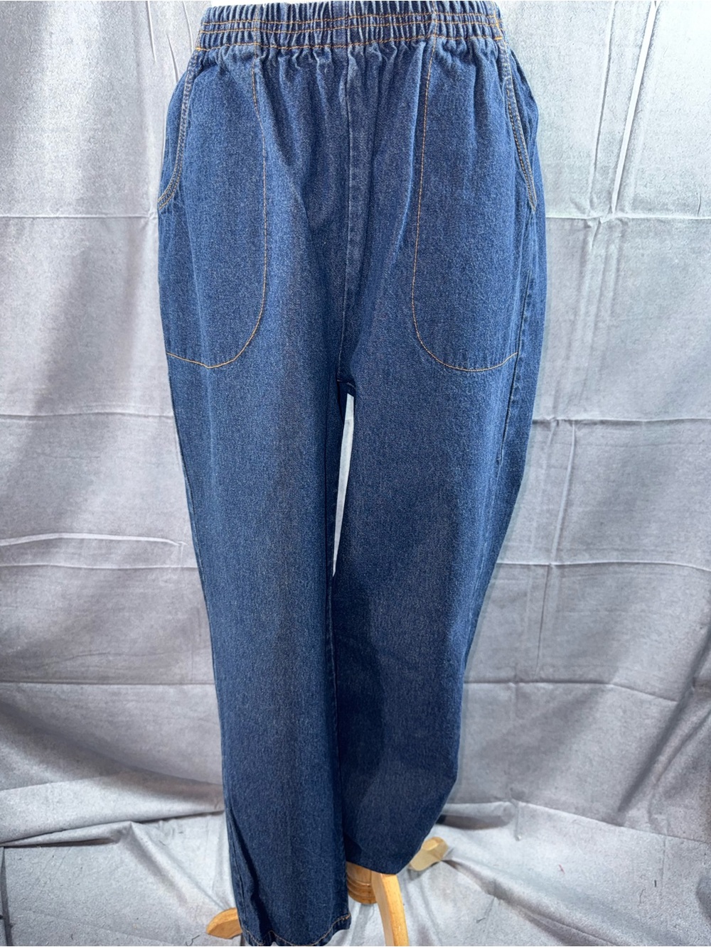 3089-Blair Dark Blue Elastic Waist Boyfriend Jeans